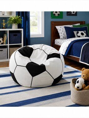 Kids Soccer Bean Bag Cover & Stuffed Animal Storage Organizer